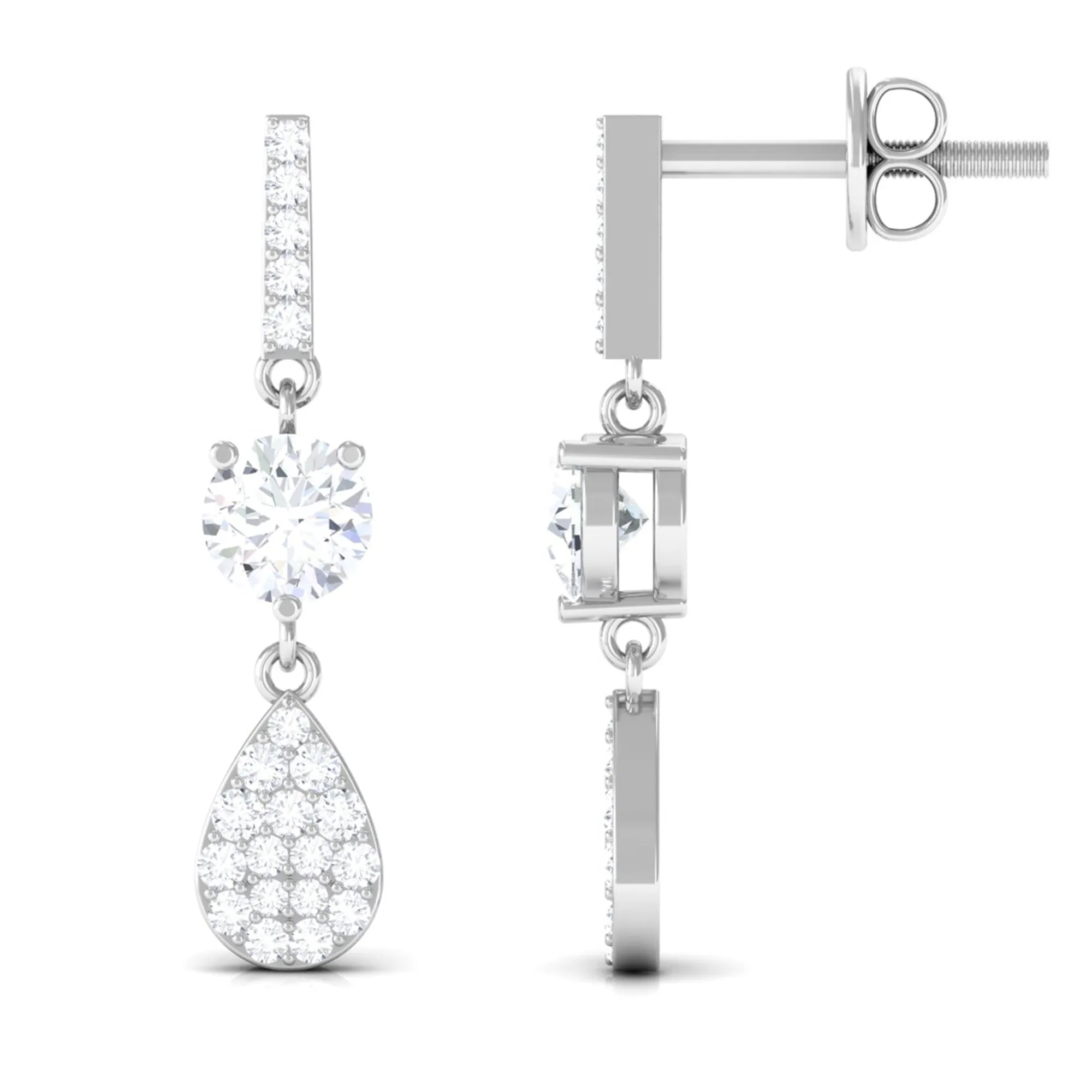 1 CT Round Cut Zircon Classic Dangle Drop Earrings