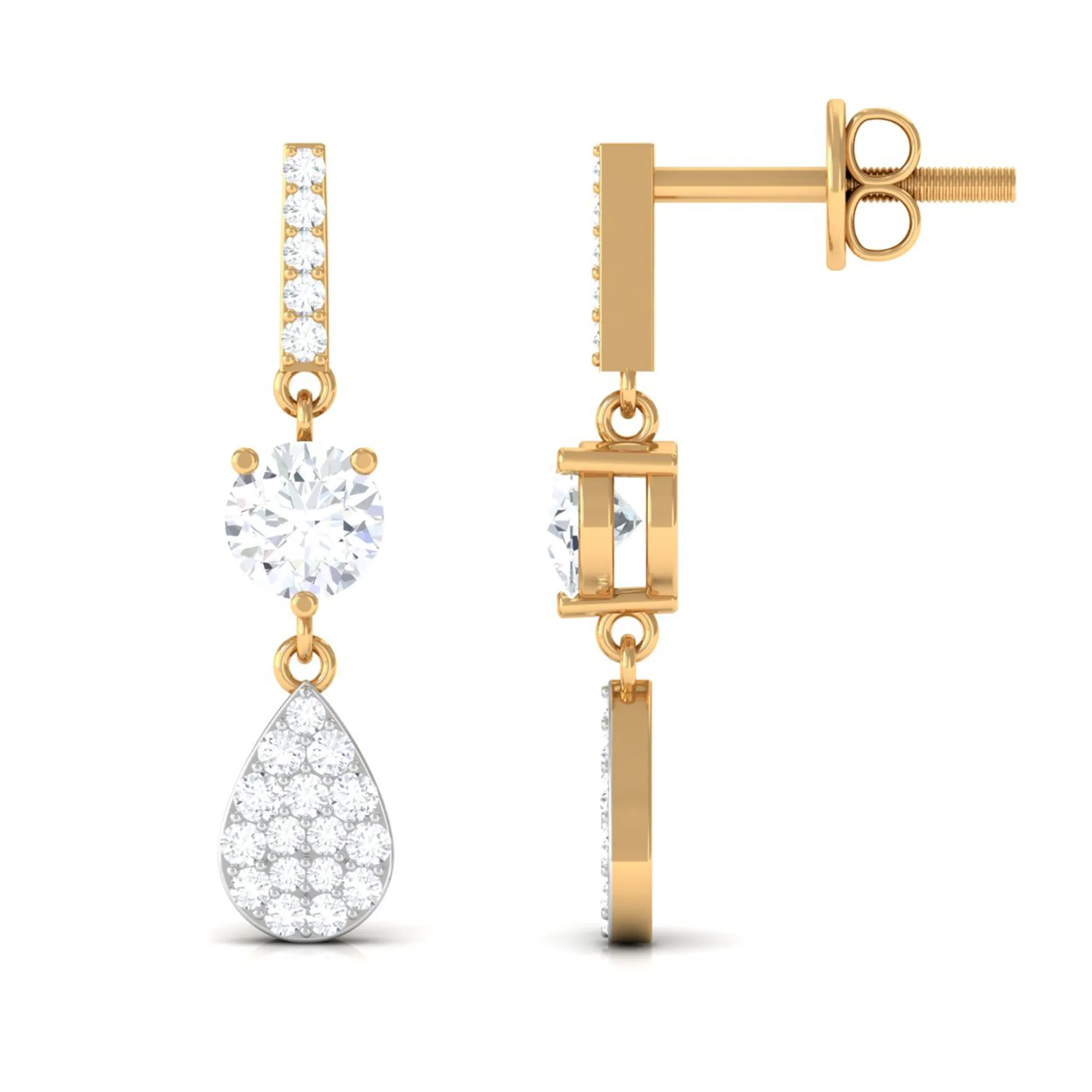 1 CT Round Cut Zircon Classic Dangle Drop Earrings