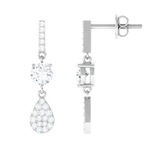 1 CT Round Cut Zircon Classic Dangle Drop Earrings