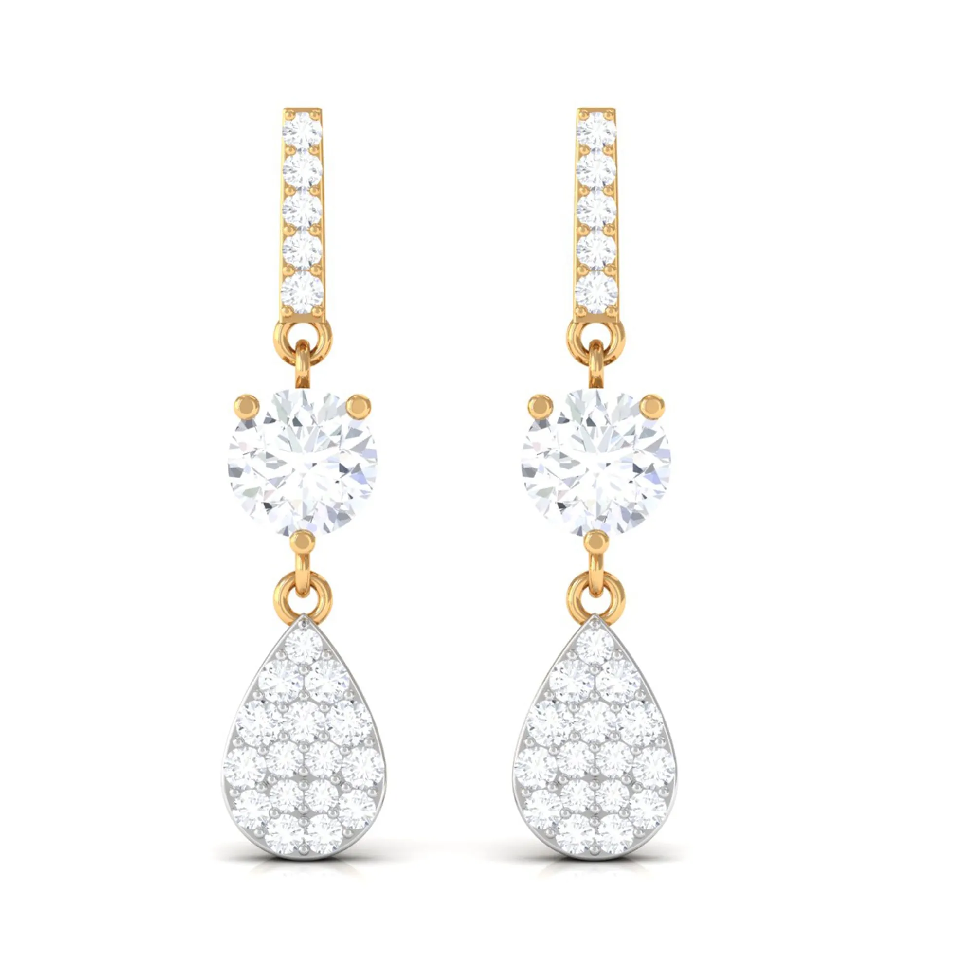 1 CT Round Cut Zircon Classic Dangle Drop Earrings