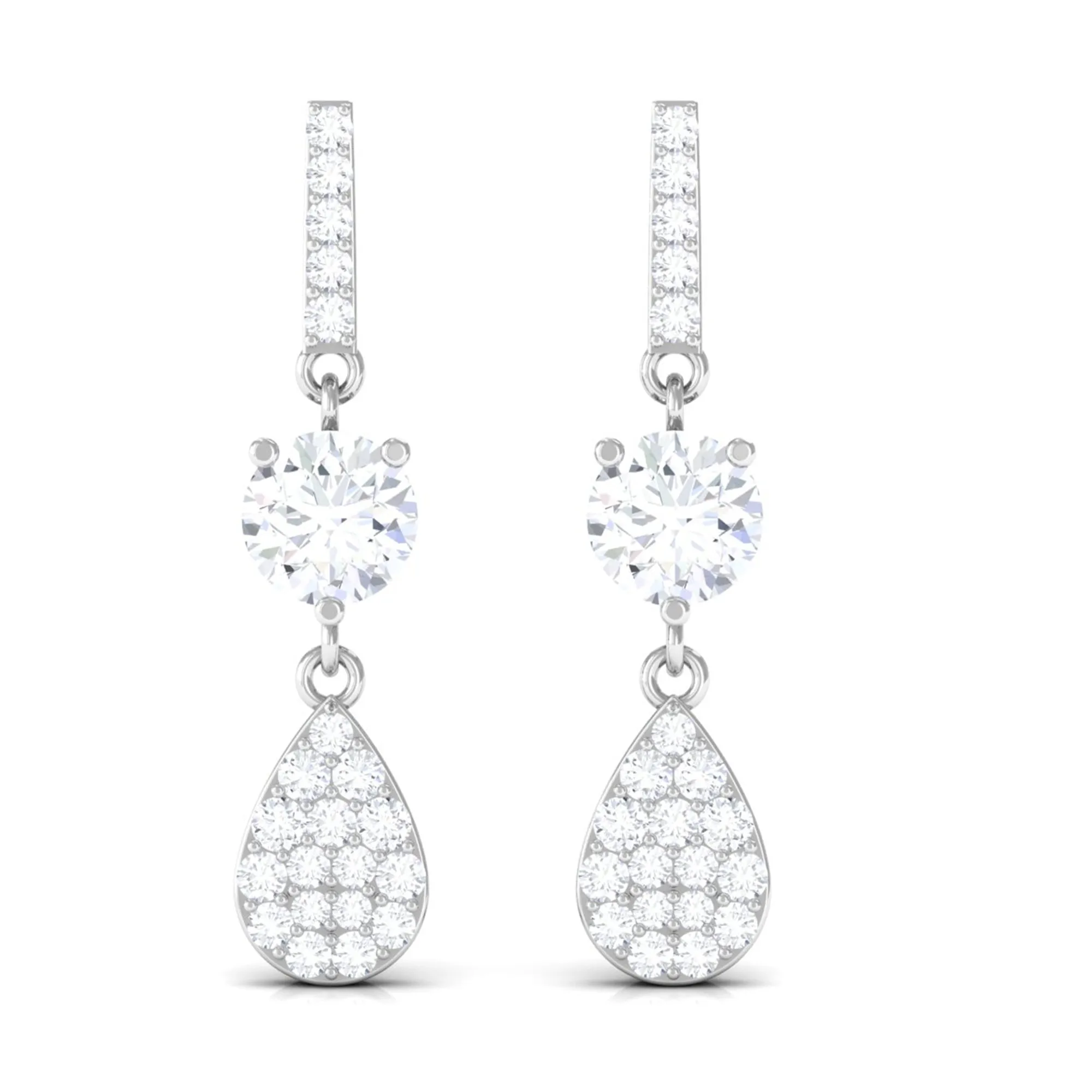 1 CT Round Cut Zircon Classic Dangle Drop Earrings