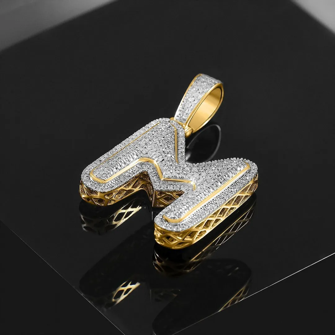 10k Yellow Gold Diamond M Pendant 0.43 Ctw