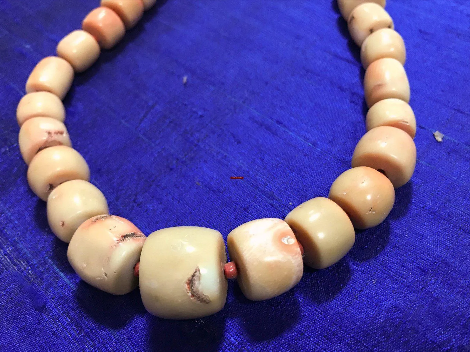 1131 SOLD Antique Heirloom Tibetan Mountain Coral Necklace -Rare Peach / Salmon color