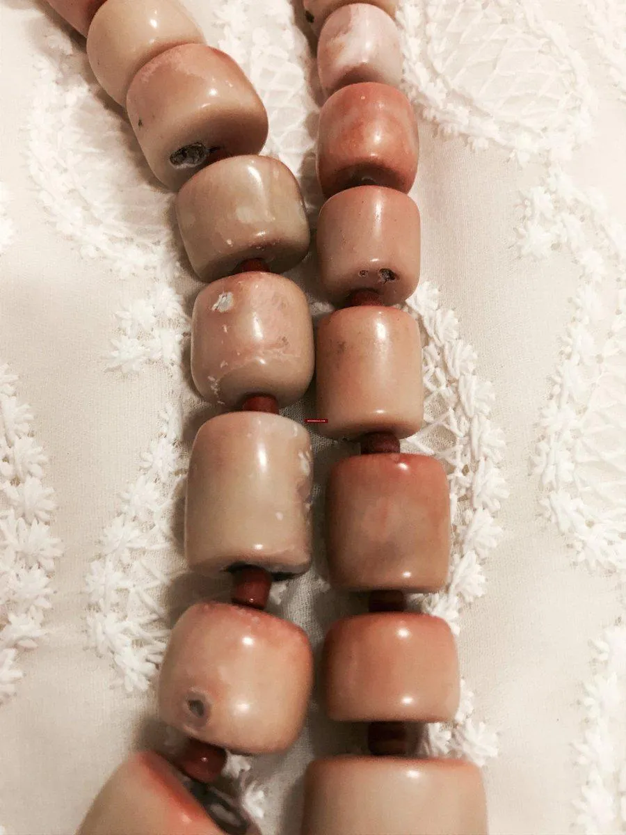 1131 SOLD Antique Heirloom Tibetan Mountain Coral Necklace -Rare Peach / Salmon color