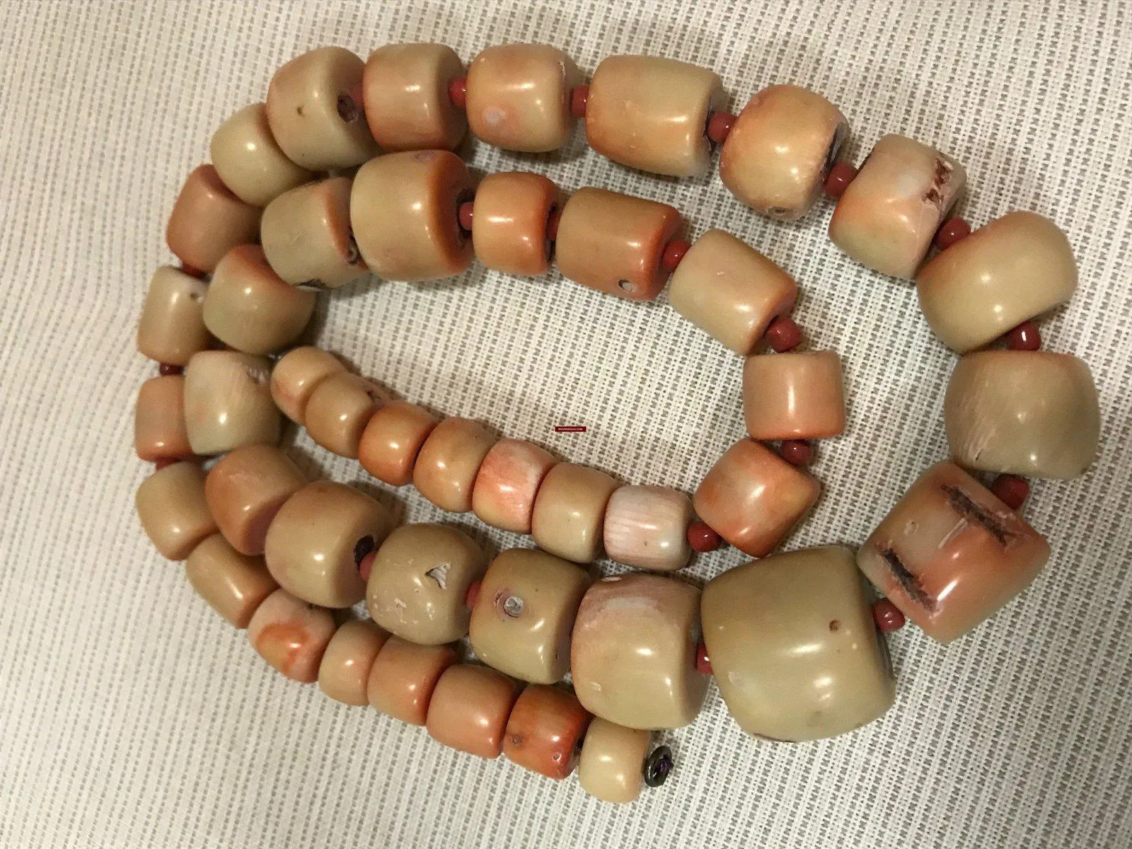 1131 SOLD Antique Heirloom Tibetan Mountain Coral Necklace -Rare Peach / Salmon color