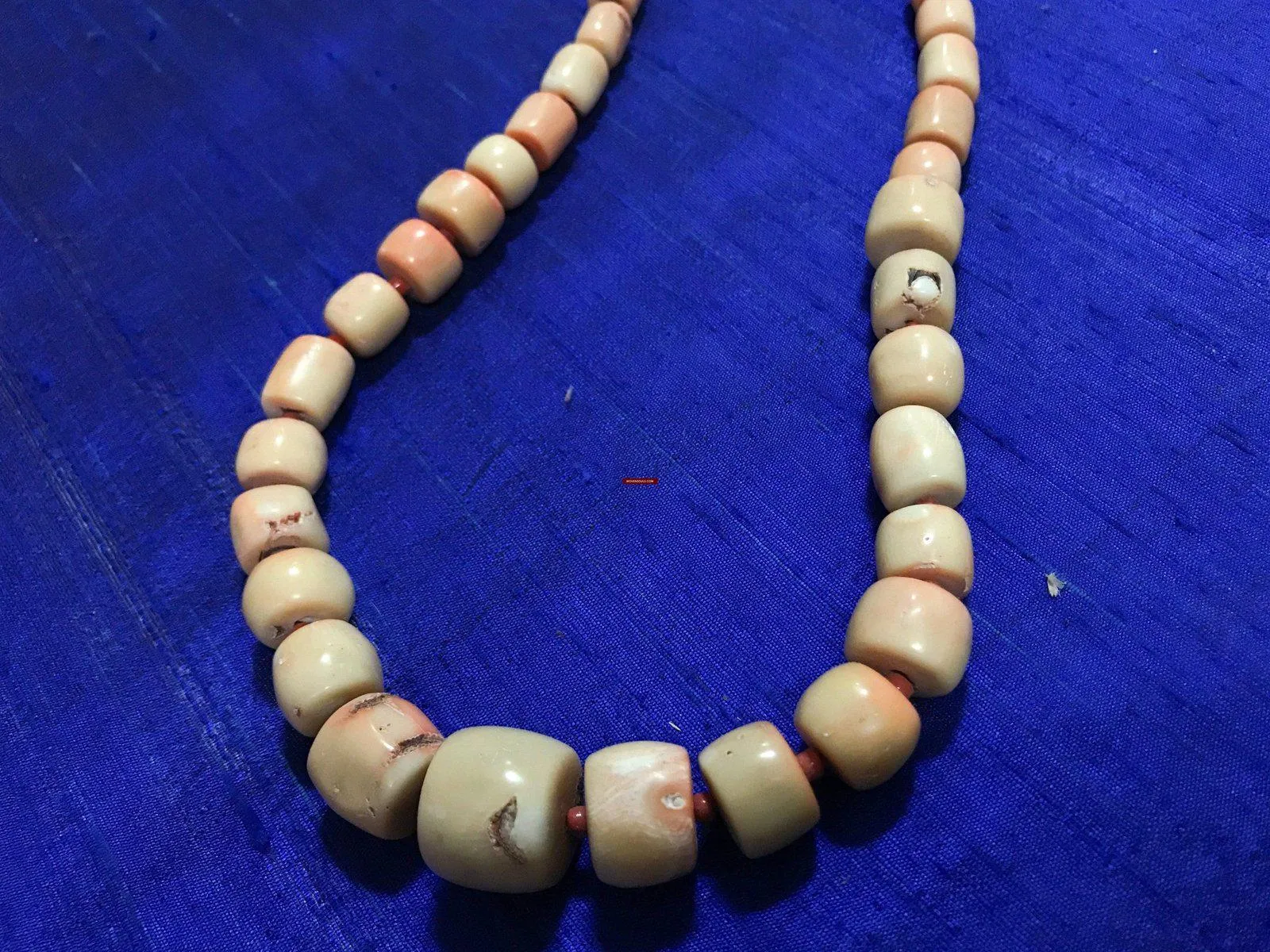 1131 SOLD Antique Heirloom Tibetan Mountain Coral Necklace -Rare Peach / Salmon color
