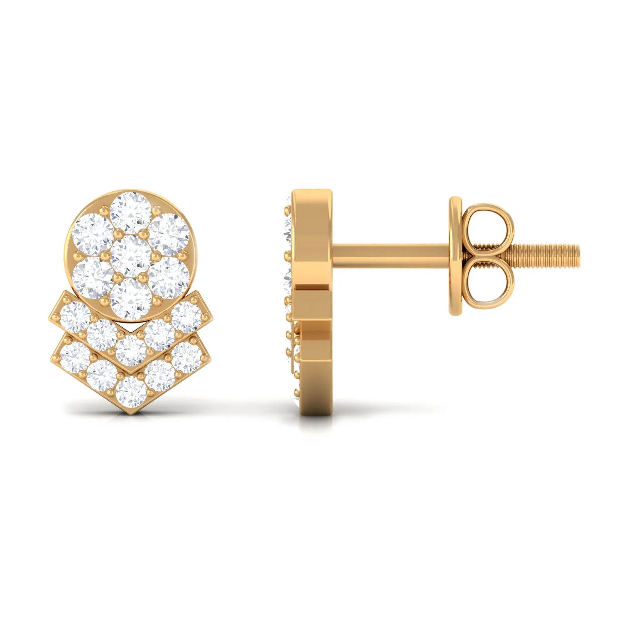 1/2 CT Certified Zircon Cocktail Stud Earrings in Pave Setting