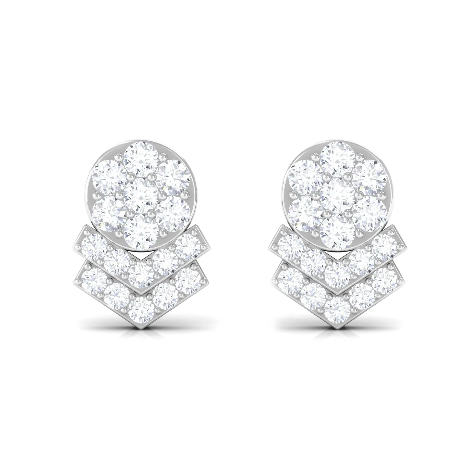 1/2 CT Certified Zircon Cocktail Stud Earrings in Pave Setting