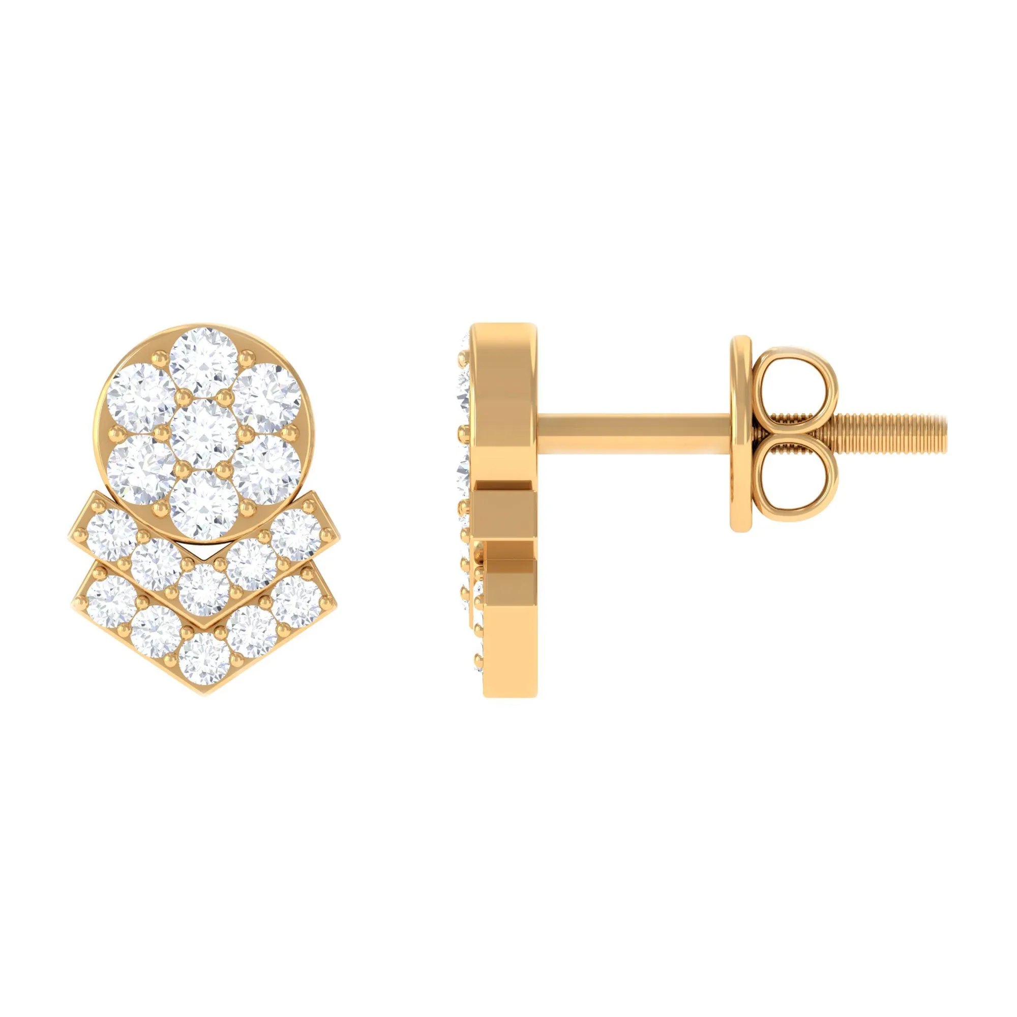 1/2 CT Certified Zircon Cocktail Stud Earrings in Pave Setting