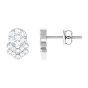 1/2 CT Certified Zircon Cocktail Stud Earrings in Pave Setting