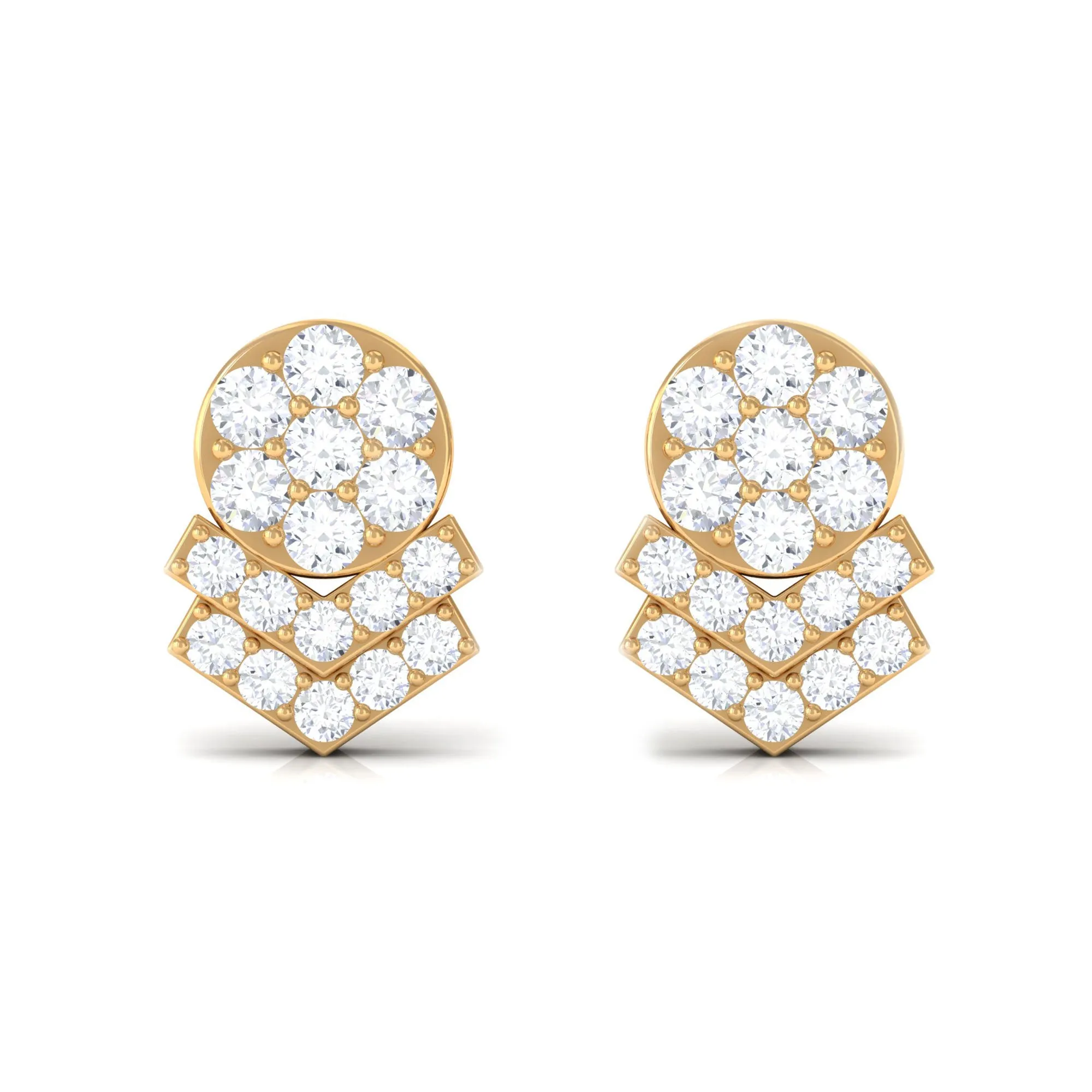 1/2 CT Certified Zircon Cocktail Stud Earrings in Pave Setting