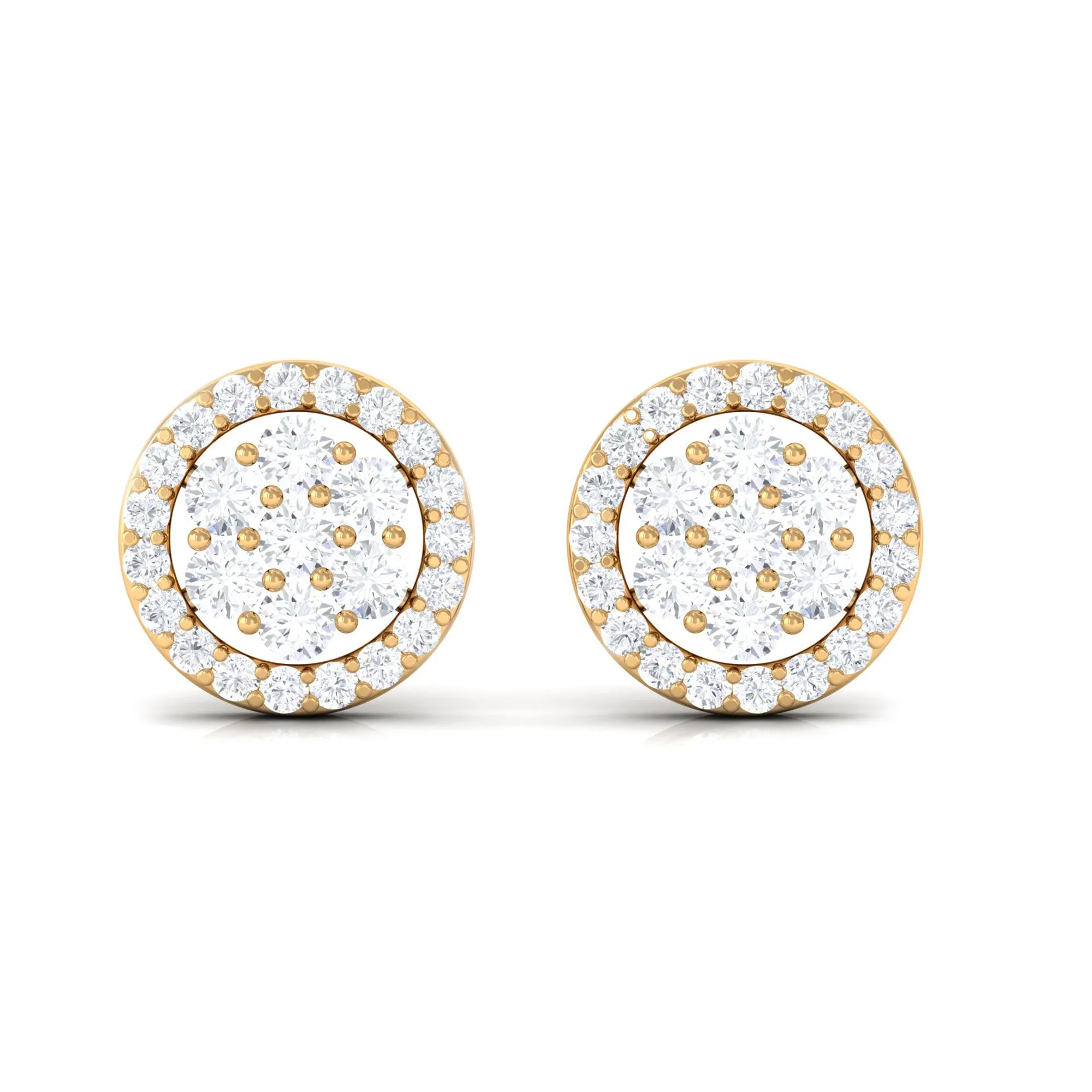1/2 CT Zircon Cluster Halo Stud Earrings in Gold