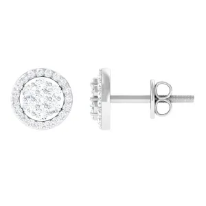 1/2 CT Zircon Cluster Halo Stud Earrings in Gold