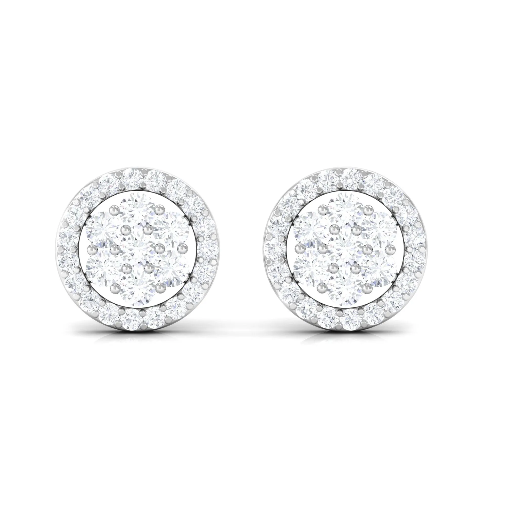 1/2 CT Zircon Cluster Halo Stud Earrings in Gold