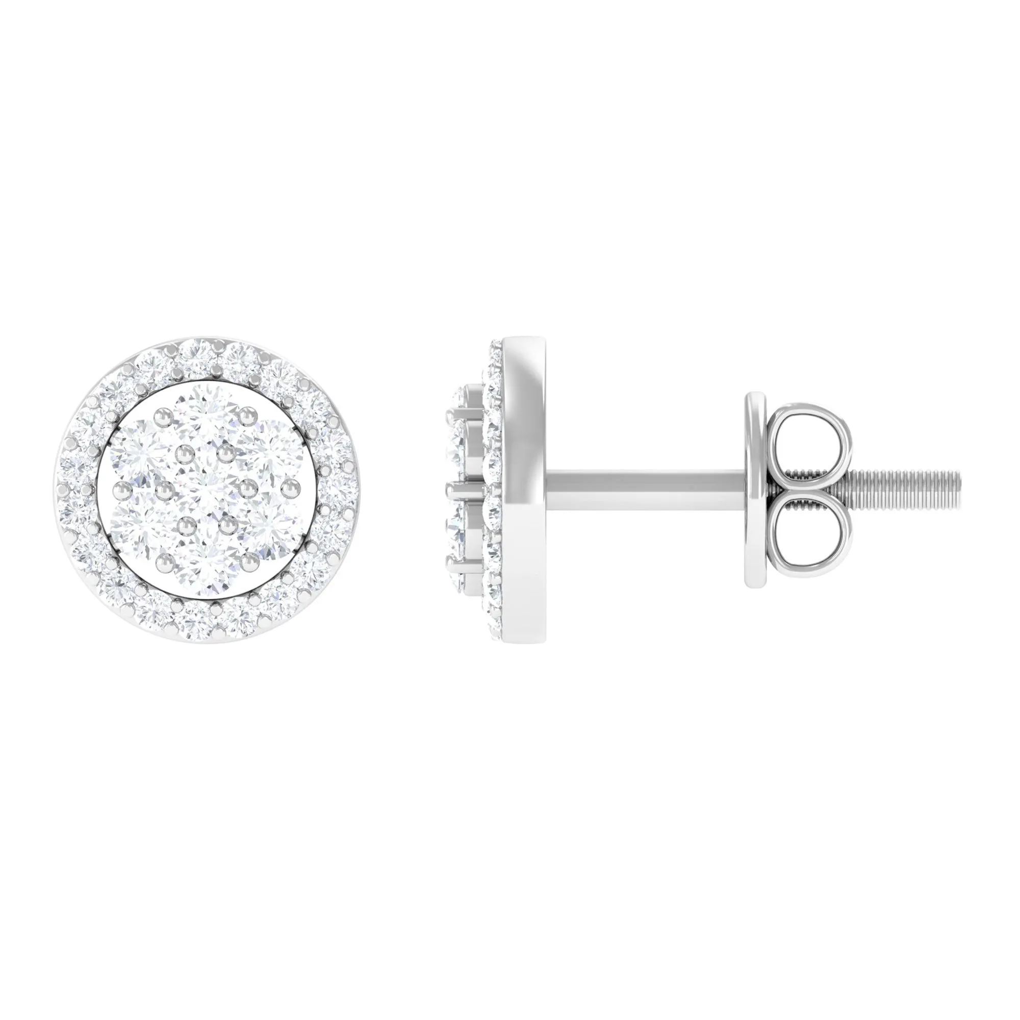1/2 CT Zircon Cluster Halo Stud Earrings in Gold