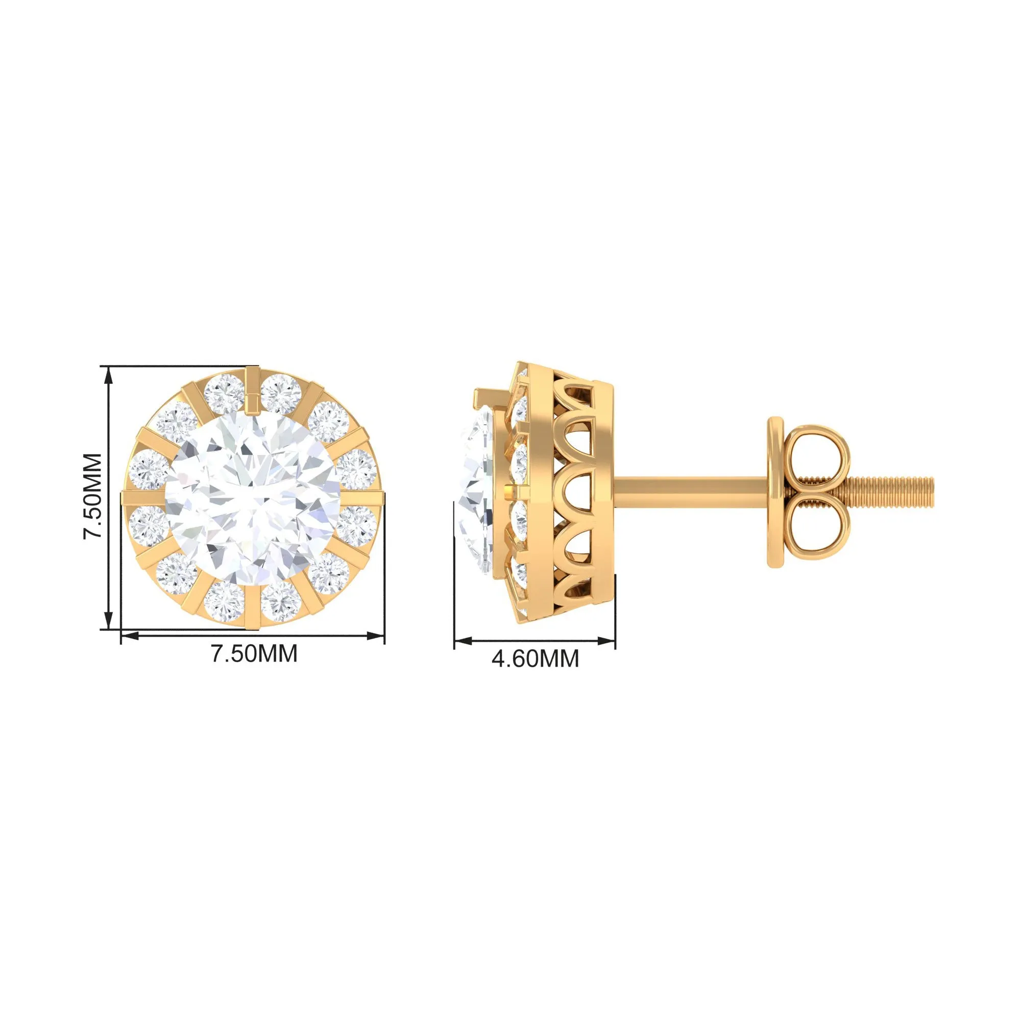 1.25 CT Round Zircon Antique Halo Stud Earrings