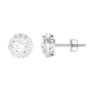 1.25 CT Round Zircon Antique Halo Stud Earrings