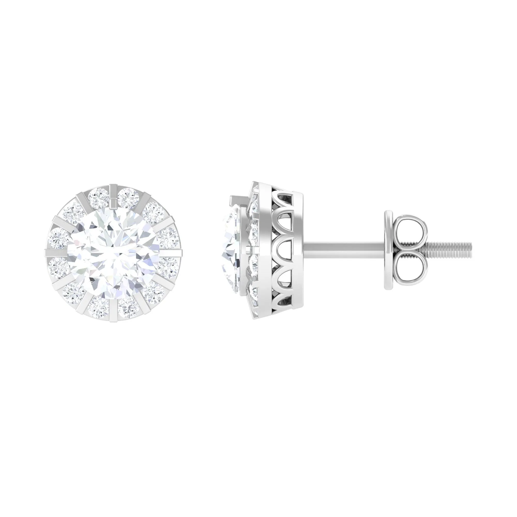1.25 CT Round Zircon Antique Halo Stud Earrings