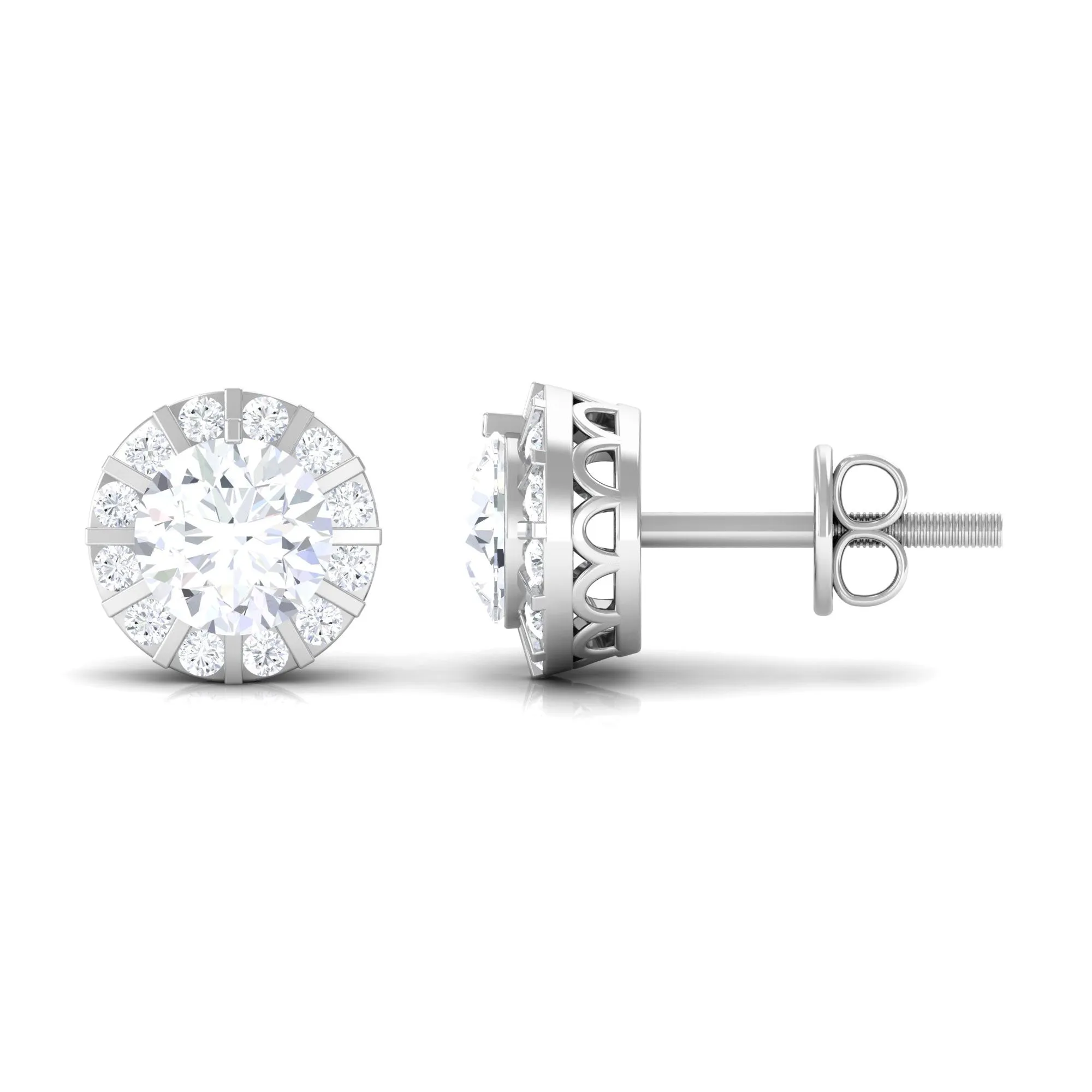 1.25 CT Round Zircon Antique Halo Stud Earrings