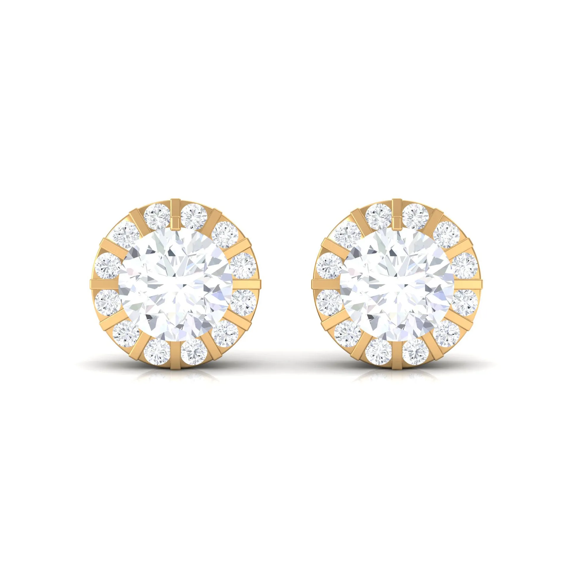 1.25 CT Round Zircon Antique Halo Stud Earrings