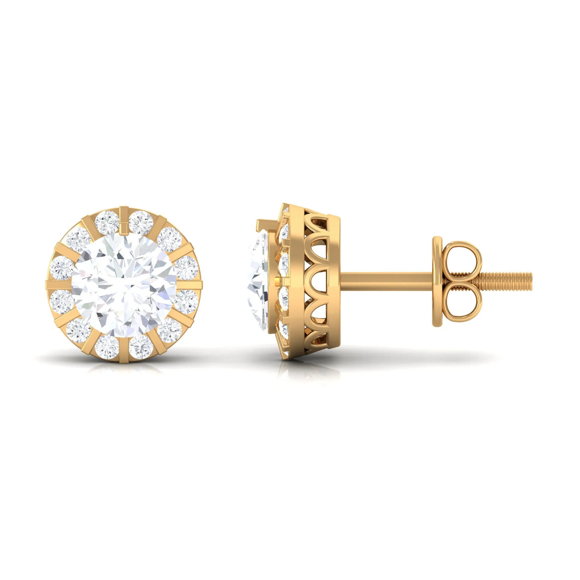 1.25 CT Round Zircon Antique Halo Stud Earrings
