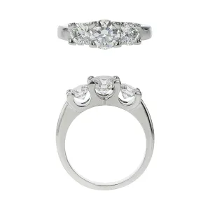 1.29ct Round Brilliant Diamond 3-Stone Ring in Platinum, Size 6