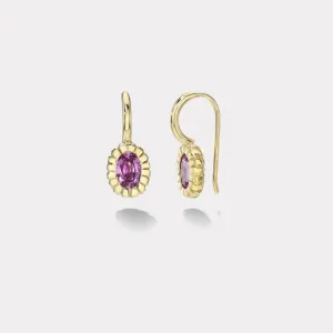 1.2ct Oval Dark Pink Sapphire Heirloom Bezel Earrings