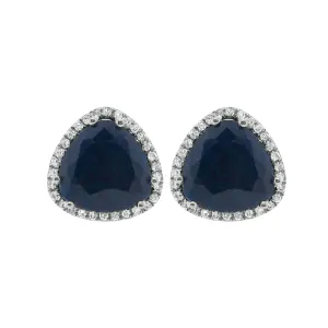 14K GOLD DIAMOND BLUE SAPPHIRE LIZZIE STUDS