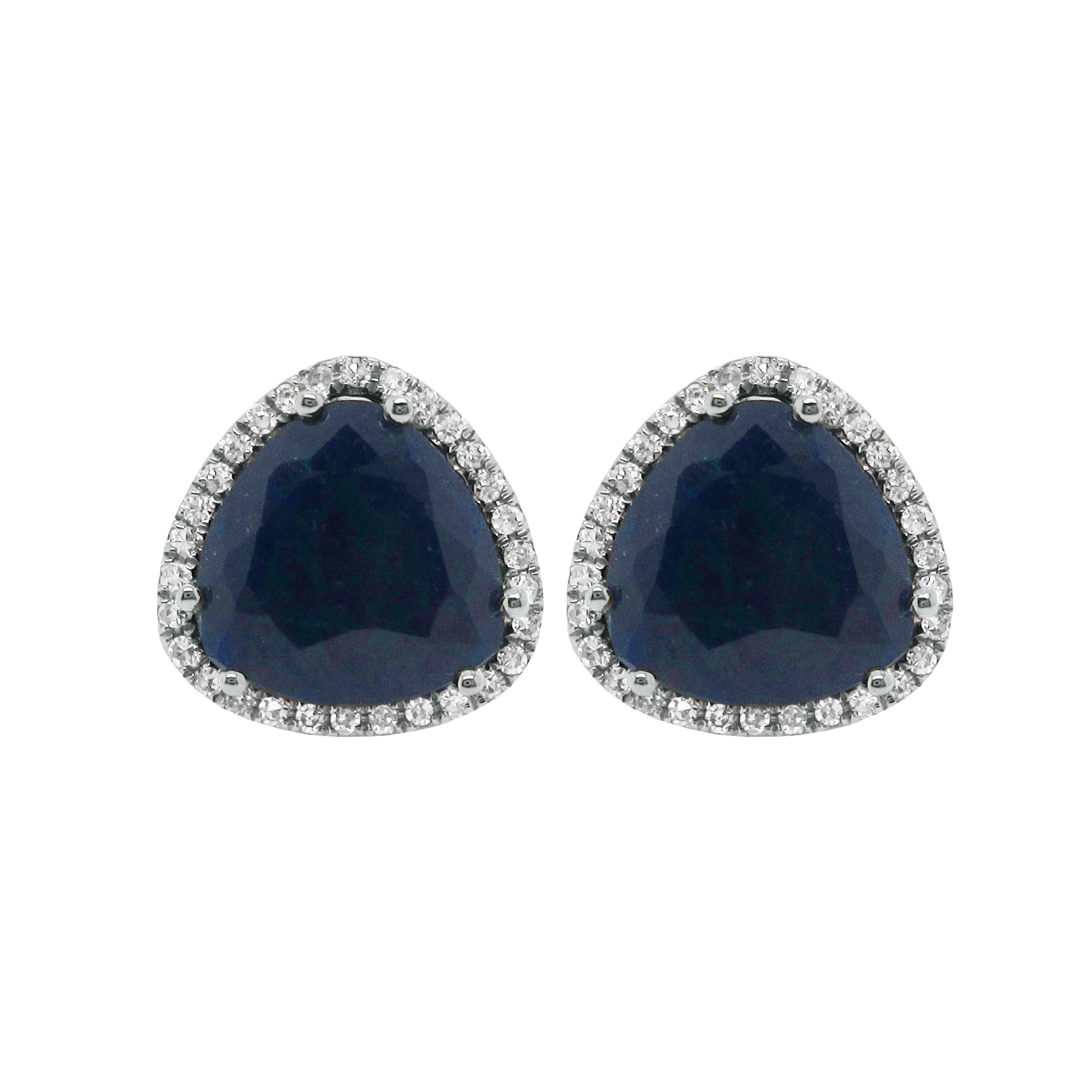 14K GOLD DIAMOND BLUE SAPPHIRE LIZZIE STUDS
