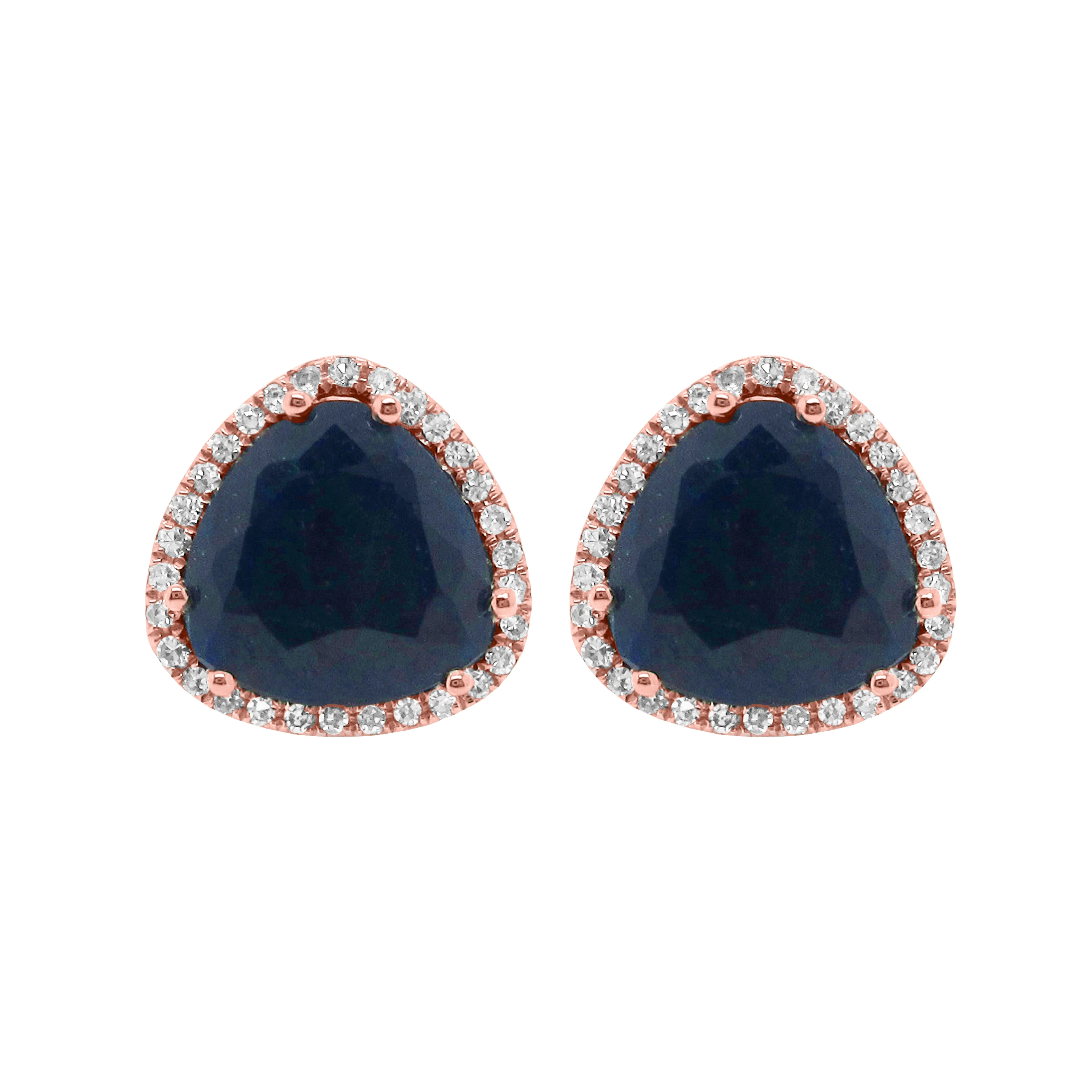 14K GOLD DIAMOND BLUE SAPPHIRE LIZZIE STUDS