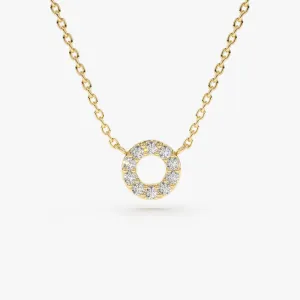 14K Gold Mini Diamond Circle Necklace