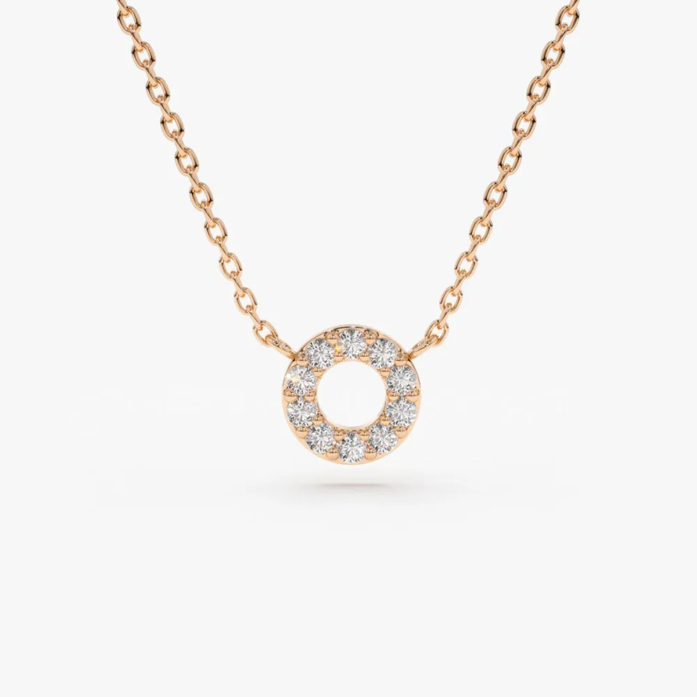 14K Gold Mini Diamond Circle Necklace