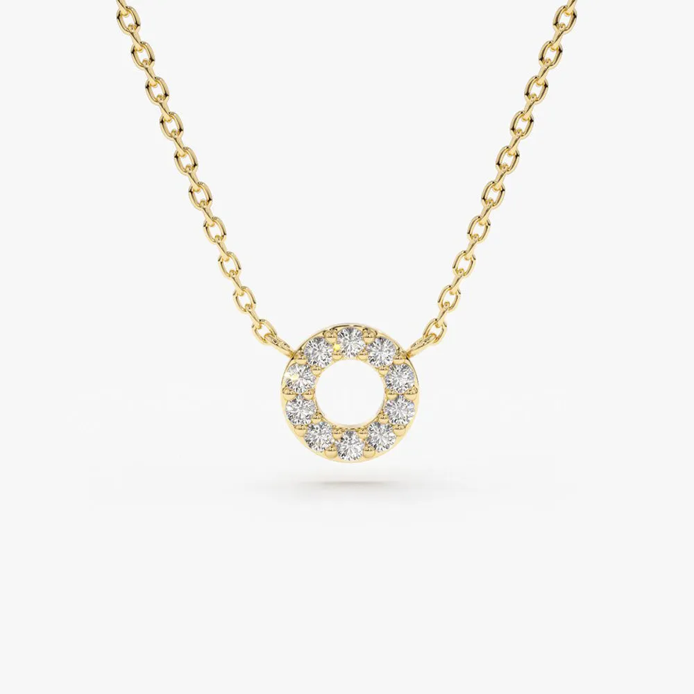 14K Gold Mini Diamond Circle Necklace