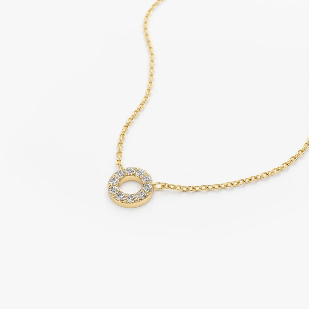 14K Gold Mini Diamond Circle Necklace