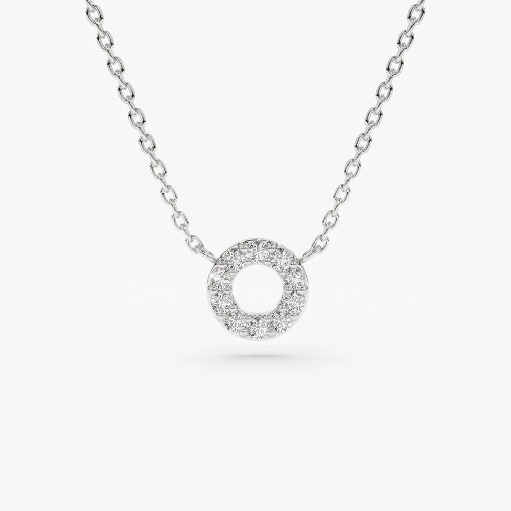 14K Gold Mini Diamond Circle Necklace