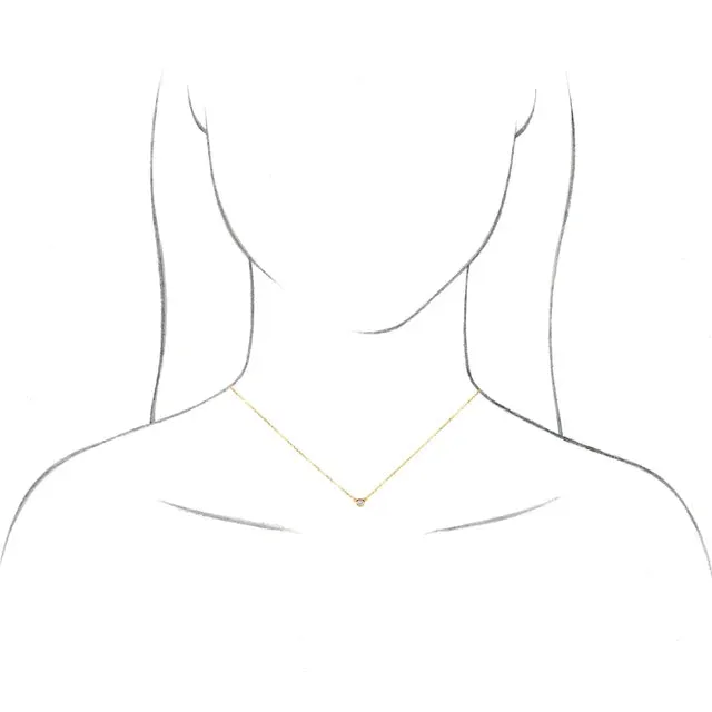 14K Rose Gold 1/6 CT Natural Diamond Solitaire 18" Necklace
