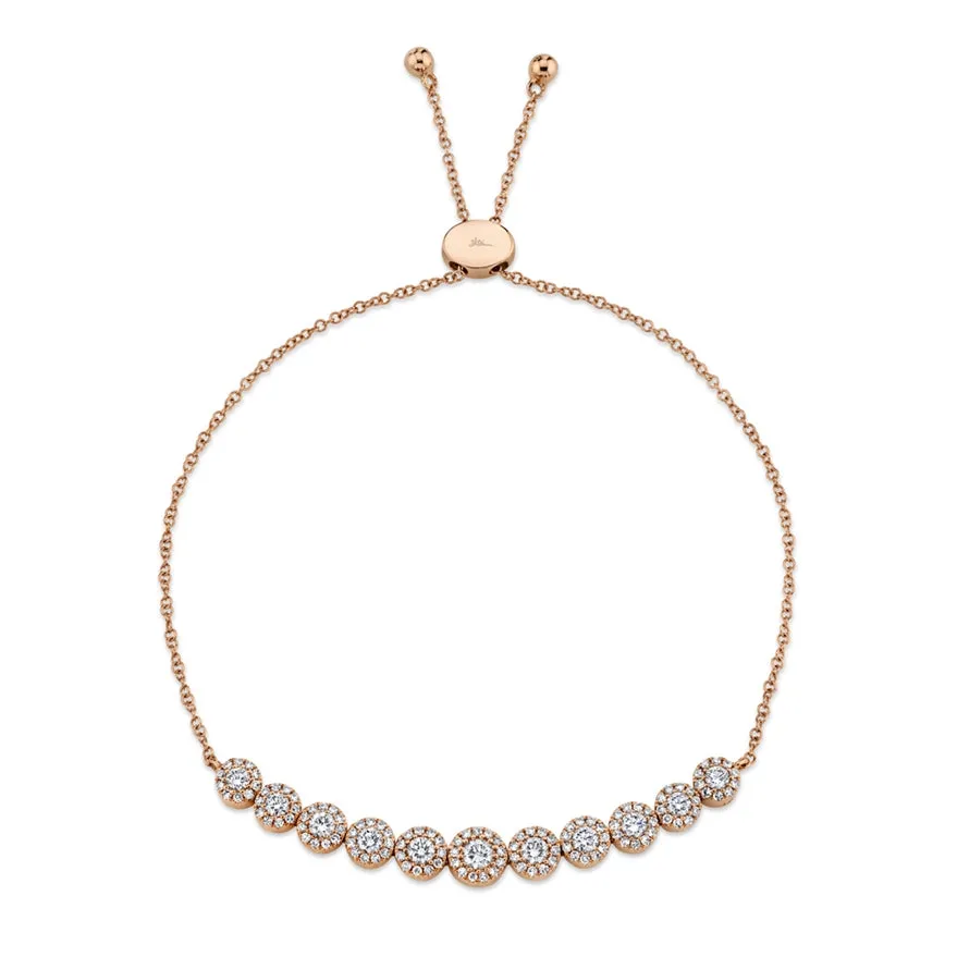 14K Rose Gold Diamond Bolo Bracelet