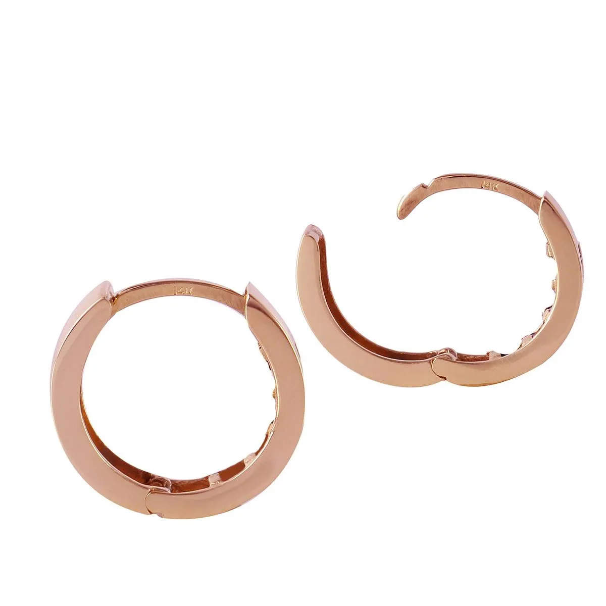 14K Solid Rose Gold Hoop Earrings w/ Multicolor Sapphires