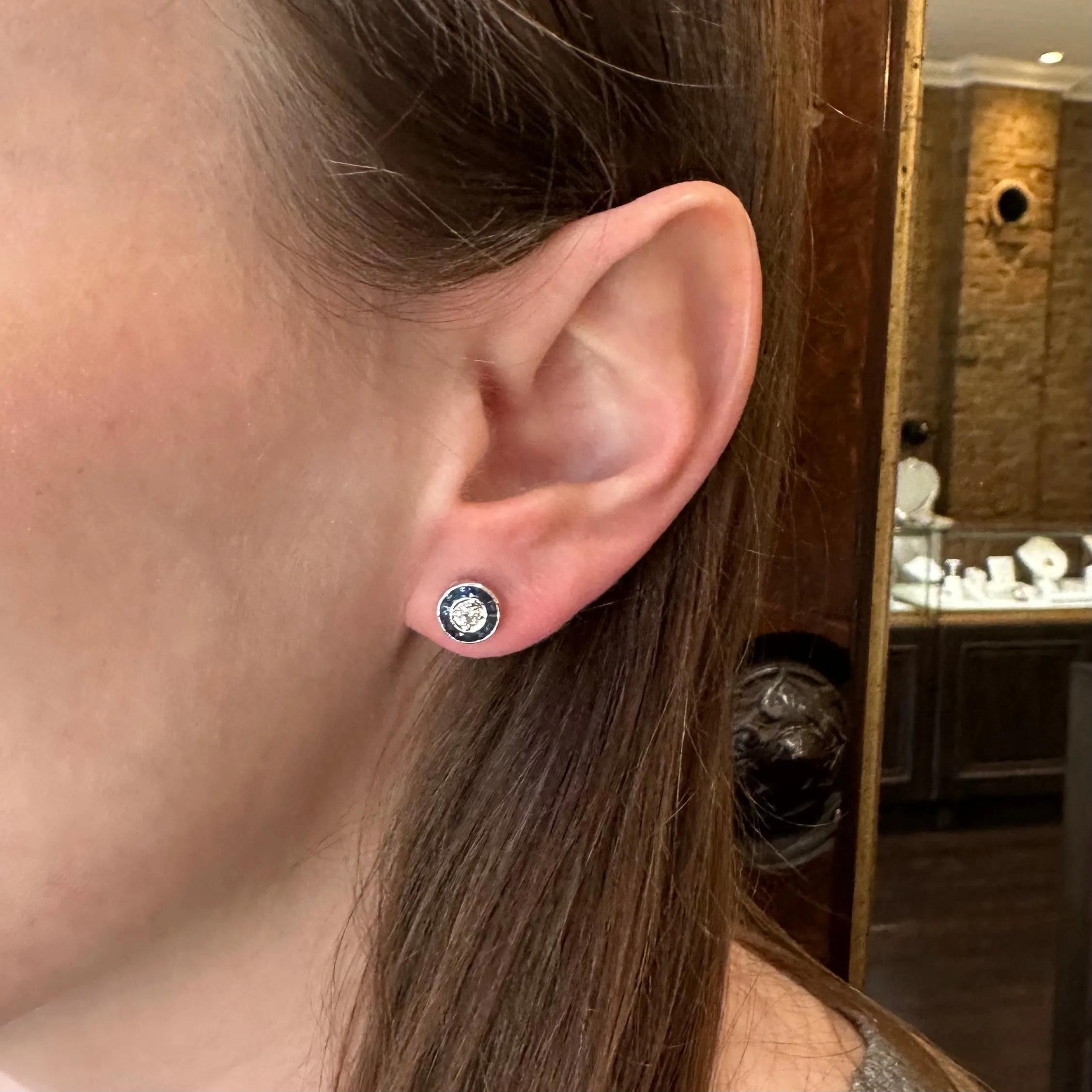 14K White Gold 0.21 CTW Diamond and Sapphire Stud Earrings
