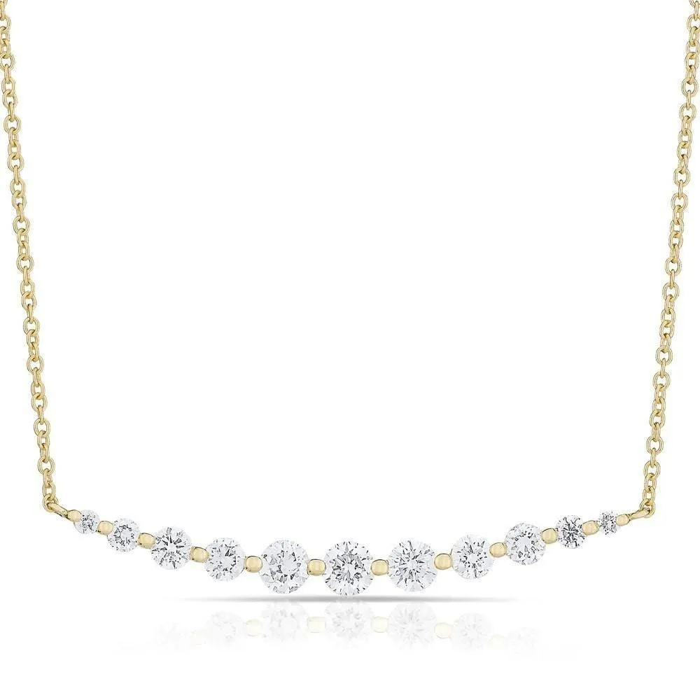 14K White Gold Solitaire Diamond Graduating Necklace