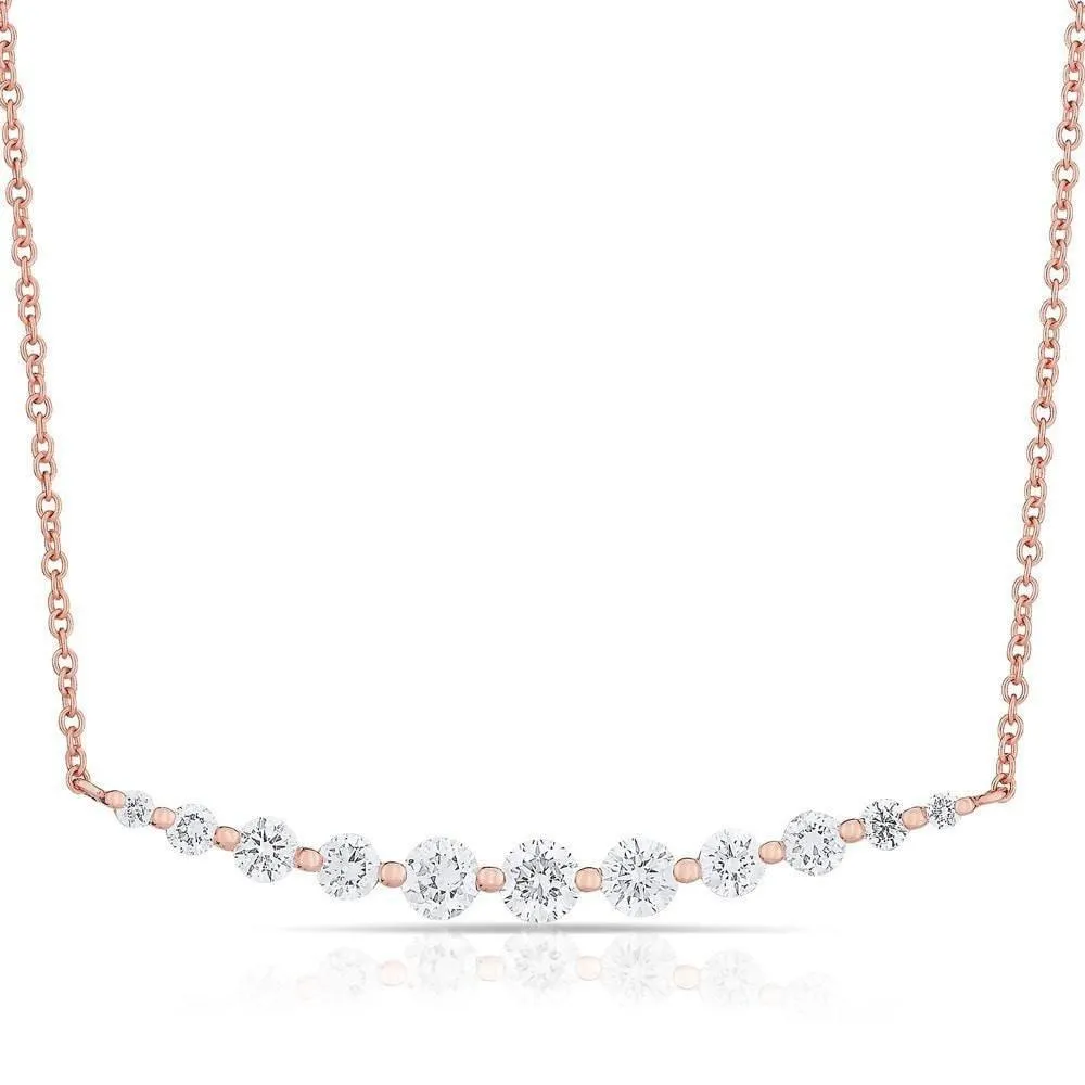14K White Gold Solitaire Diamond Graduating Necklace