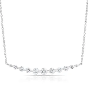 14K White Gold Solitaire Diamond Graduating Necklace