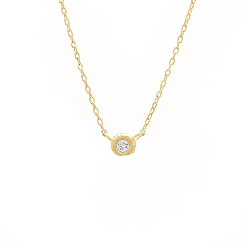 14K Yellow Gold Diamond Bezel Necklace
