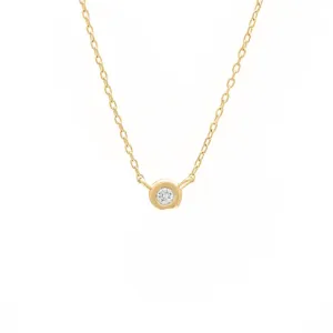 14K Yellow Gold Diamond Bezel Necklace