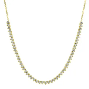 14k Yellow Gold Diamond Tennis Chain Necklace