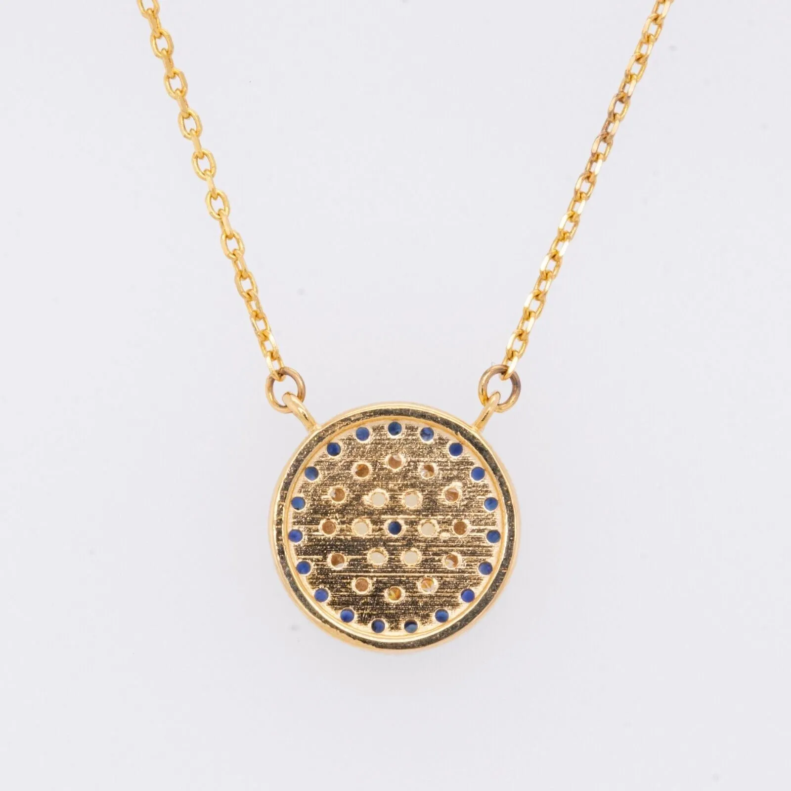 14k Yellow Gold Evil Eye Diamond Sapphire Citrine Pendant Necklace 18.5" 2.9g