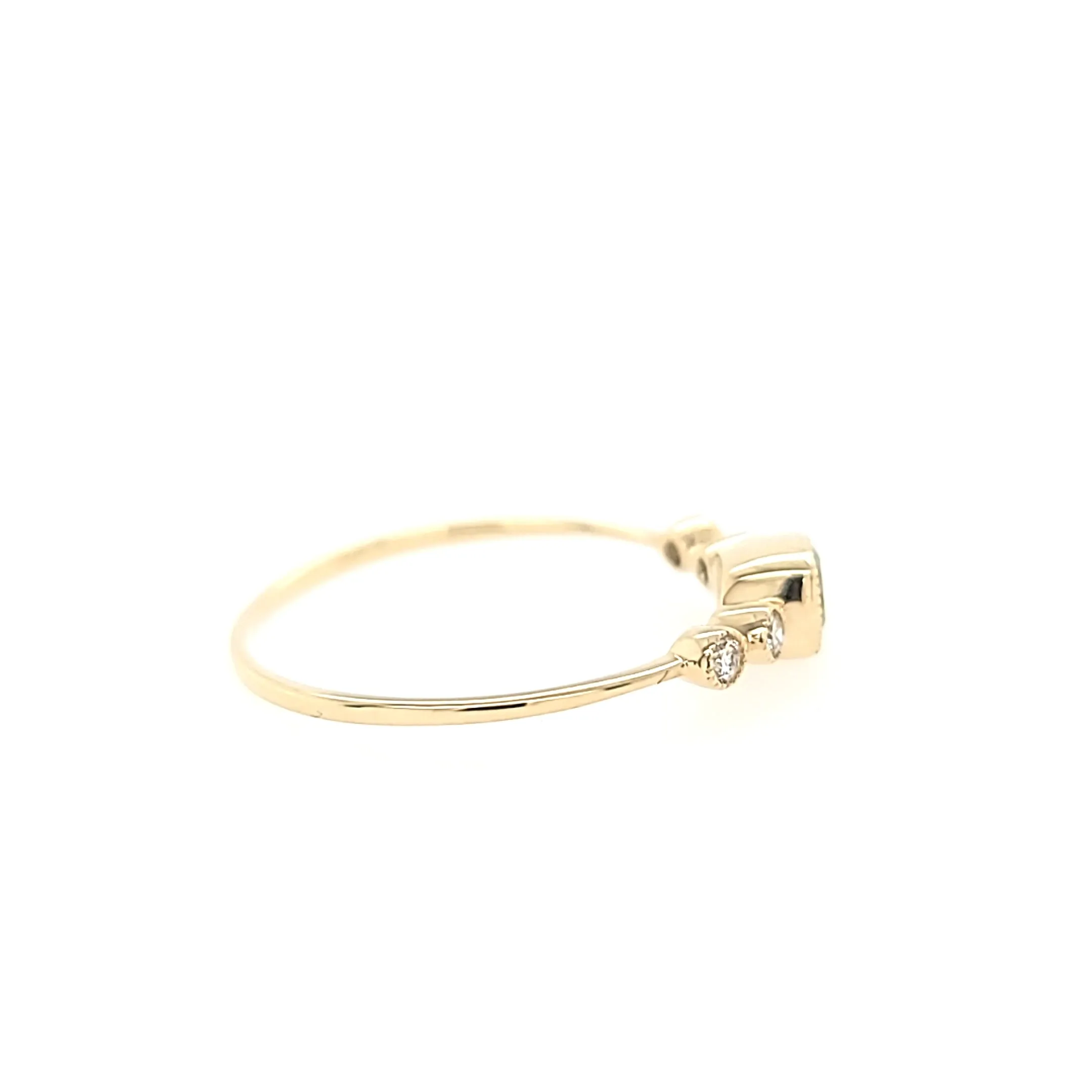 14k Yellow Gold Square Peridot & Diamond Ring (I7498)