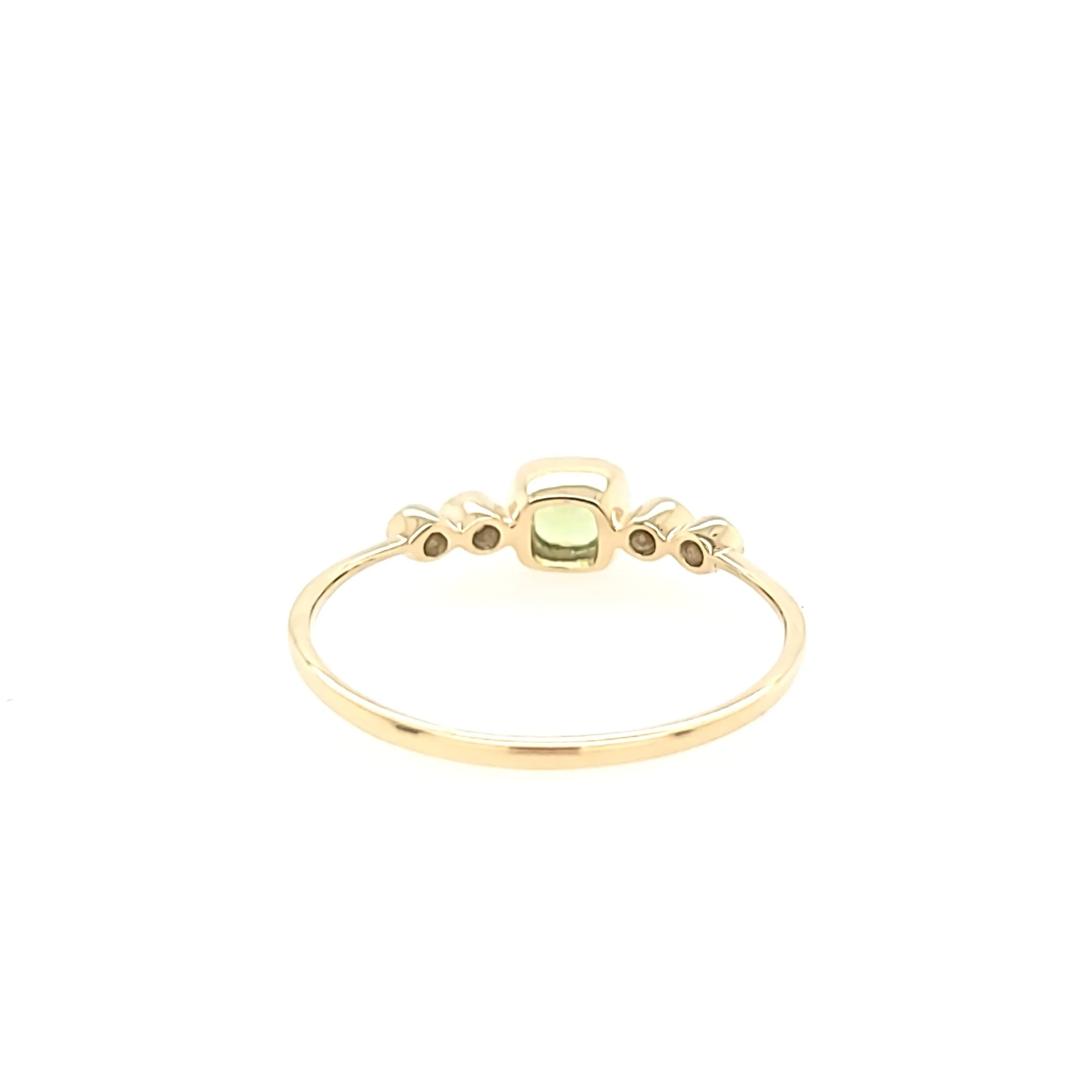 14k Yellow Gold Square Peridot & Diamond Ring (I7498)