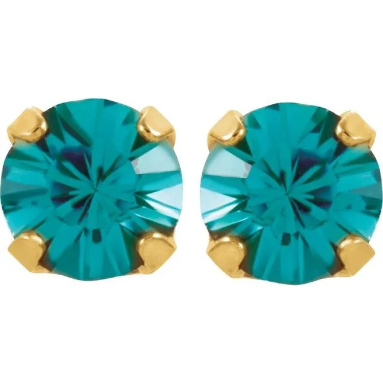 14K Yellow Imitation Blue Zircon InvernessÂ® Piercing Earrings