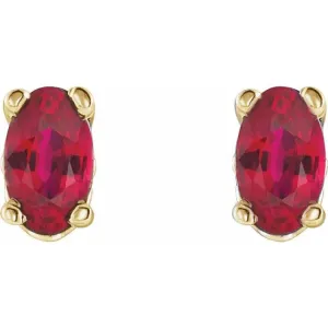 14K Yellow Lab-Grown Ruby Earrings